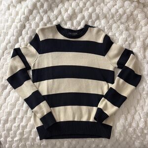 Brandy Melville Black and Cream Striped Sweater